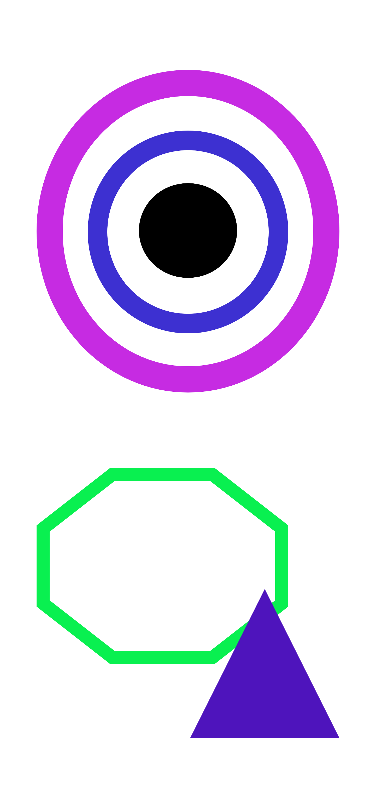 Purple circle eye with 2 other shapes